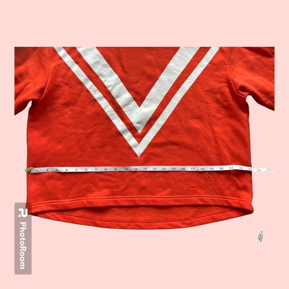 Tory Burch French Terry Chevron Hoodie. Size Small, Varsity Orange, Never worn. - Picture 7 of 7